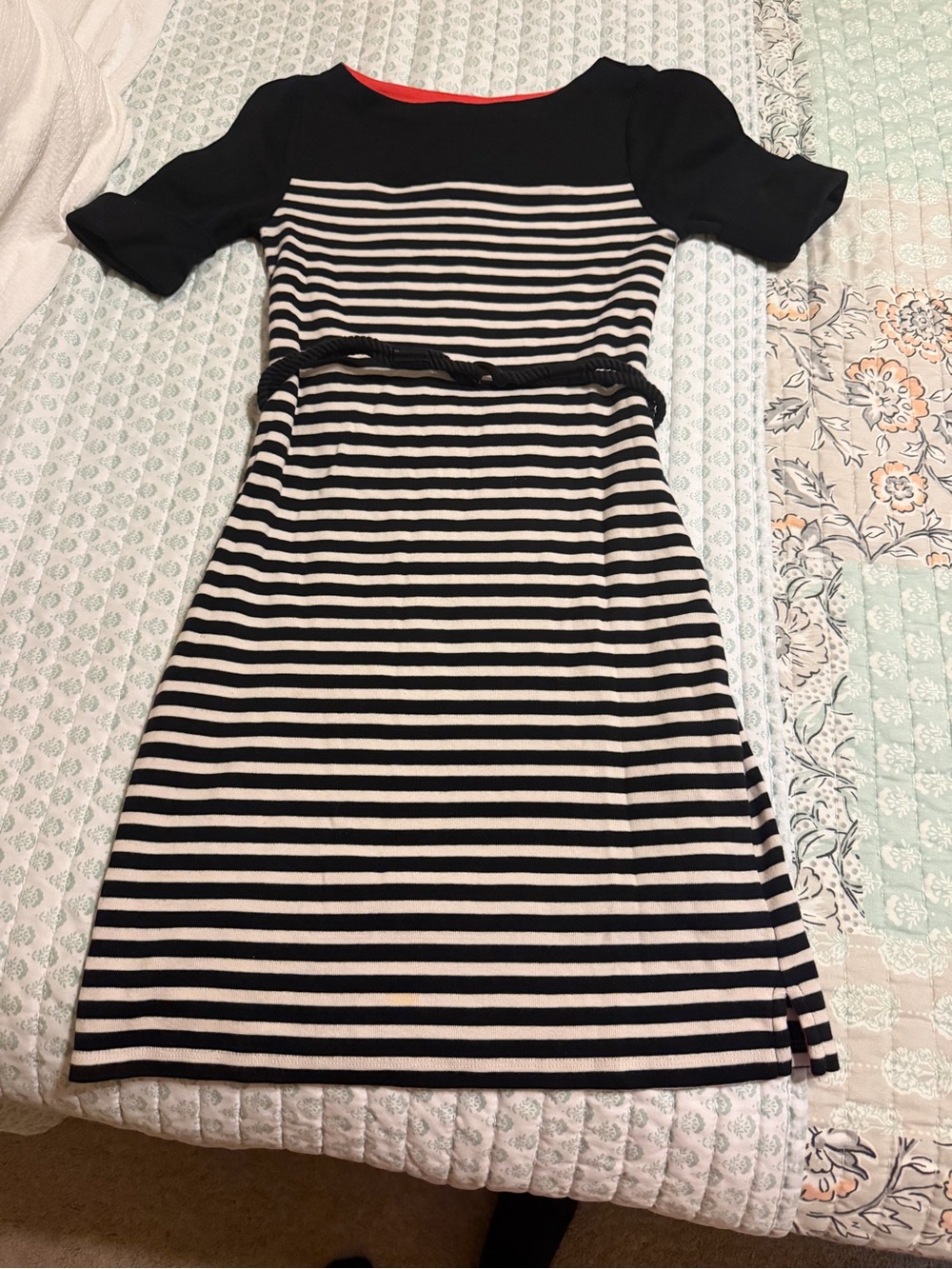 Ralph Lauren Black and White Striped Midi Dress